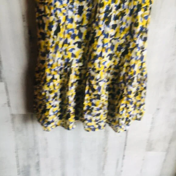 NWOT Velvet by Graham & Spencer Dress Flutter Cap Sleeve Abstract Print Yellow L - Picture 11 of 12
